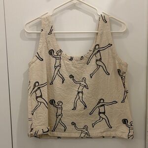 Po-em cropped cotton tank beach volleyball S Anthropologie